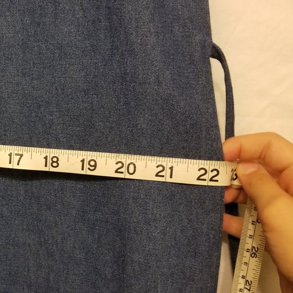 Sleeveless Denim  Maxi Dress with block paisley bottom. Size M/L - Picture 4 of 9